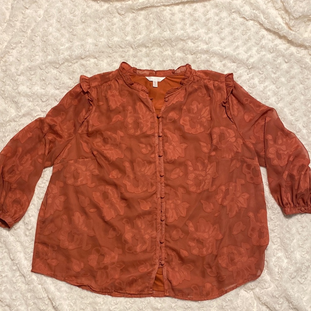 Lauren Conrad Deep Pink Lace Blouse